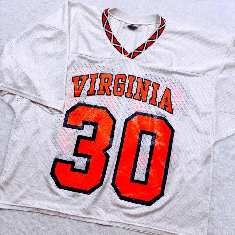 VTG Virginia Cavaliers Jersey Men XL White Mesh V-Neck Boxy USA 80s 90s Team USA